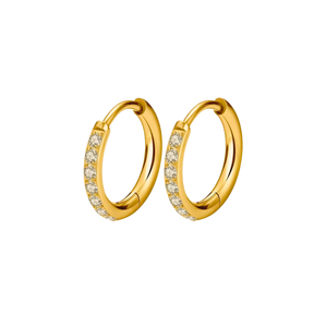 Brinco Argolinha Cravejada 1,3cm Banhado a Ouro 18k