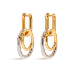 Brinco Argola Duo Círculos Banhado a Ouro 18k
