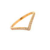 Anel V Cravejado Banhado a Ouro 18k