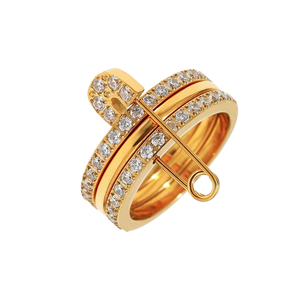 Anel Triplo Essence Cravejado Banhado a Ouro 18k