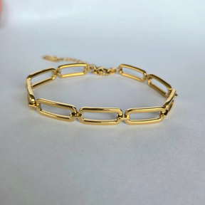 Pulseira Elos Retangulares Banhada a Ouro 18k