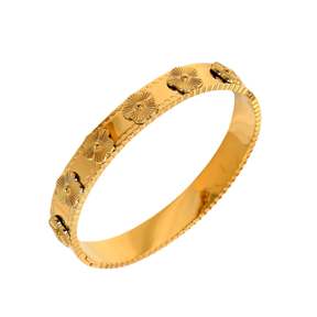 Bracelete Flores Alto Relevo Banhado a Ouro 18k