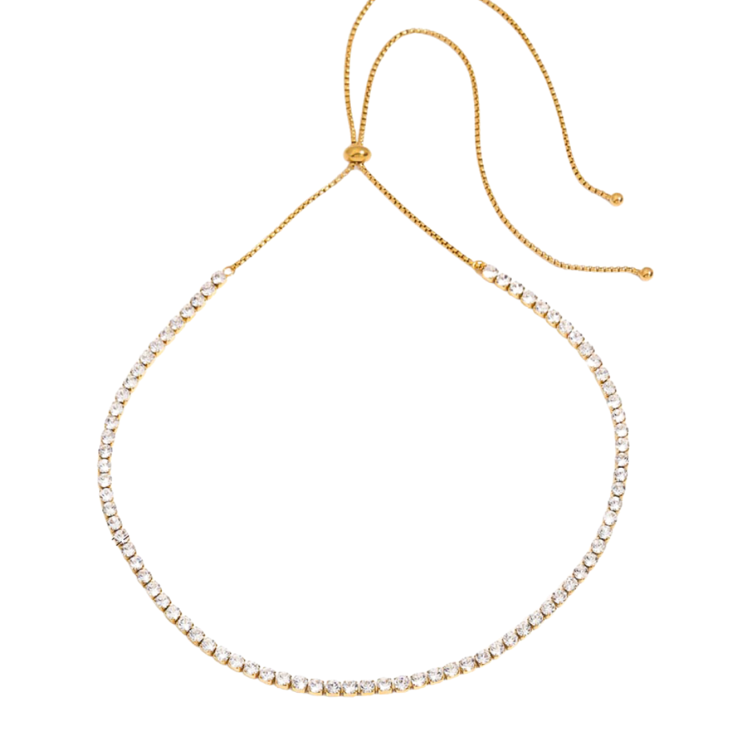 Colar Riviera 4mm Regulável Banhado a Ouro 18k