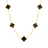 Colar Trevos Pretos Banhado a Ouro 18k