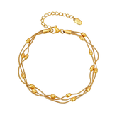 Pulseira 3 Fios com Bolinhas Banhada a Ouro 18k