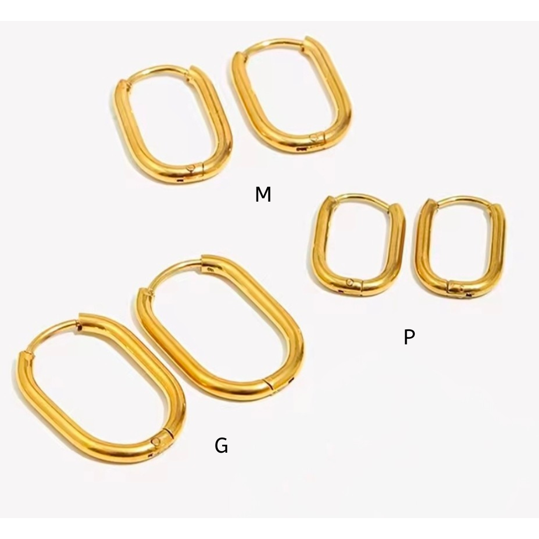 Brinco Argolinha Lisa Oval (G) Banhada a Ouro 18k