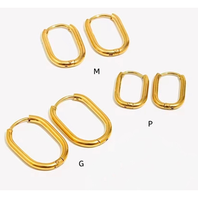 Brinco Argolinha Lisa Oval (G) Banhada a Ouro 18k