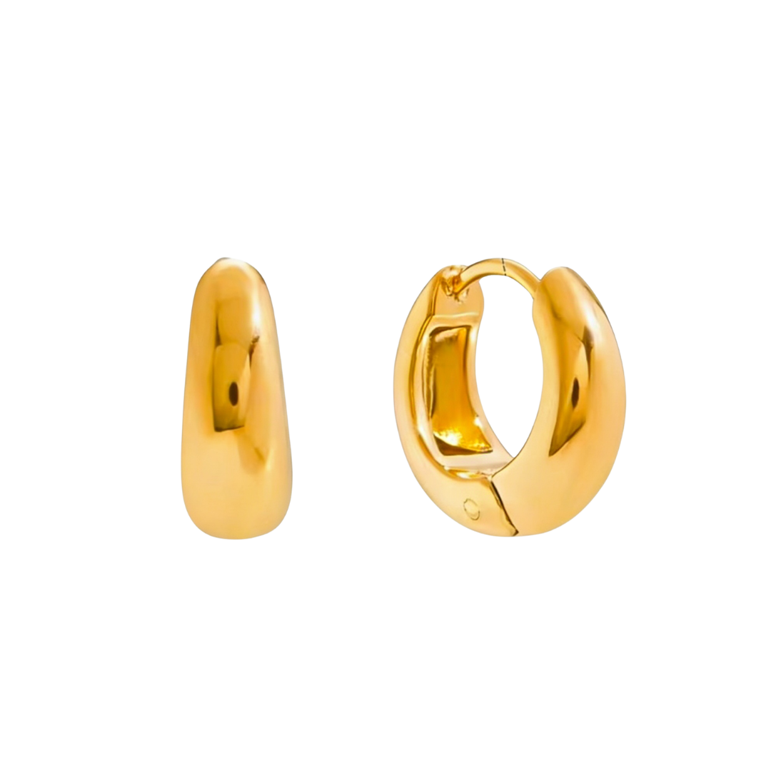 Brinco Argolinha Oval Banhado a Ouro 18k