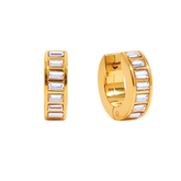Brinco Argolinha Riviera Baguete Banhado a Ouro 18k