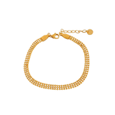 Pulseira 3 Fios com Mini Bolinhas Banhada a Ouro