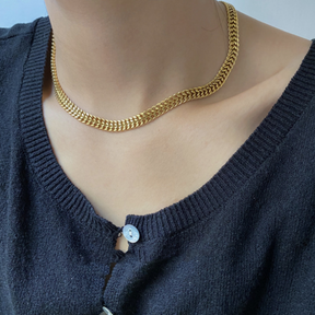 Colar Malha Achatada Banhado a Ouro 18k
