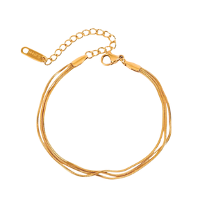 Pulseira 3 Fios Banhada a Ouro 18k