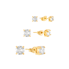 Brinco Trio Zircônias Banhado a Ouro 18k