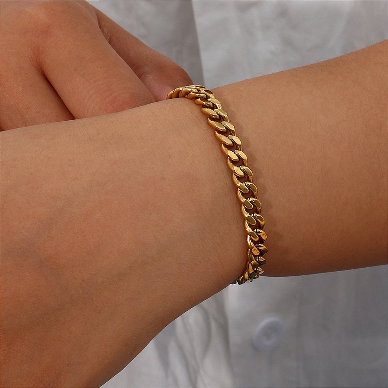 Pulseira Corrente Fina Banhada a Ouro 18k