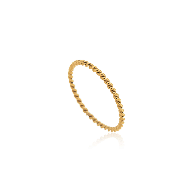 Anel Torcido Fino Banhado a Ouro 18k