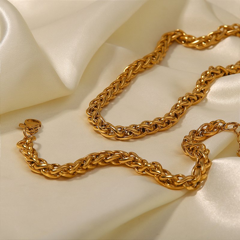 Colar Malha 3D Banhado a Ouro 18k