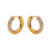 Brinco Argolinha G Cravejada Banhado a Ouro 18k