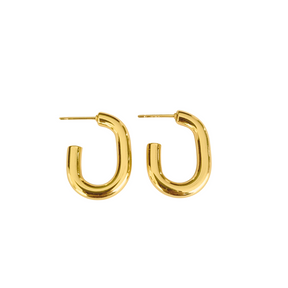 Brinco Oval Aro Arredondado Banhado a Ouro 18k