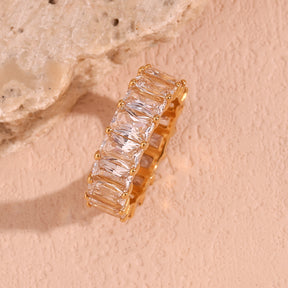 Anel Riviera Baguete Banhado a Ouro 18k