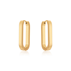 Brinco Argola Oval Média Banhado a Ouro 18k