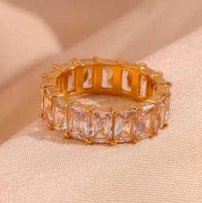 Anel Riviera Baguete Banhado a Ouro 18k