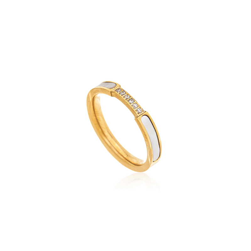 Anel Madrepérola Banhado a Ouro 18k