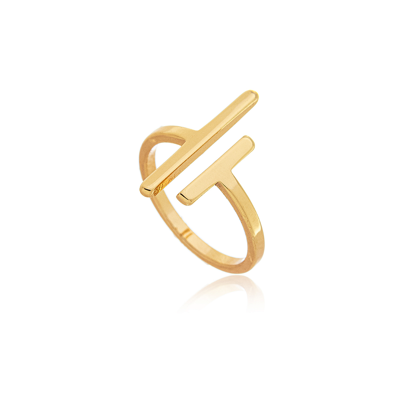 Anel Ajustável Barras Banhado a Ouro 18k