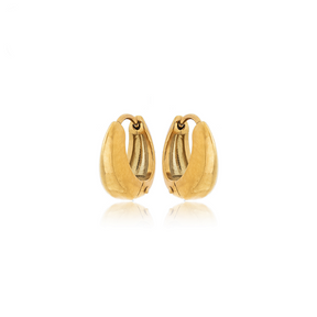 Brinco Argolinha Oval Banhado a Ouro 18k