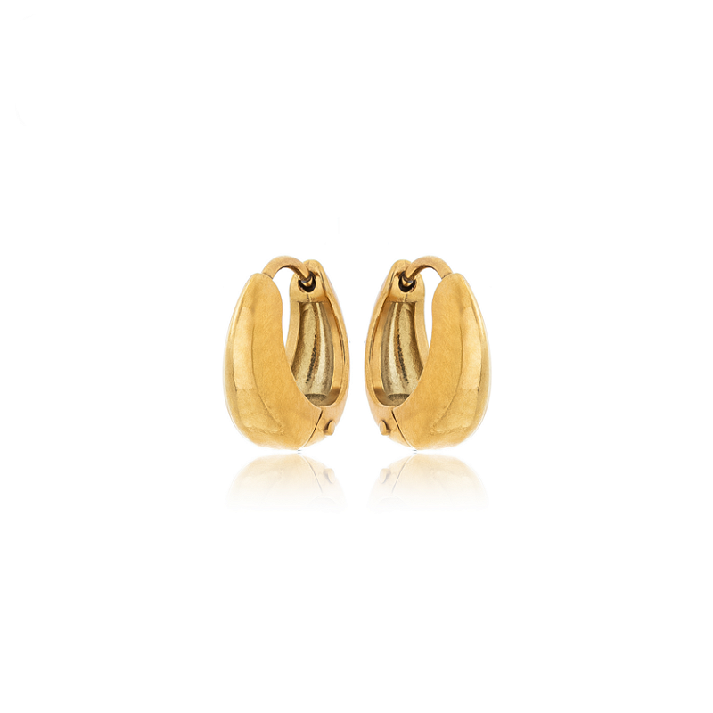 Brinco Argolinha Oval Banhado a Ouro 18k