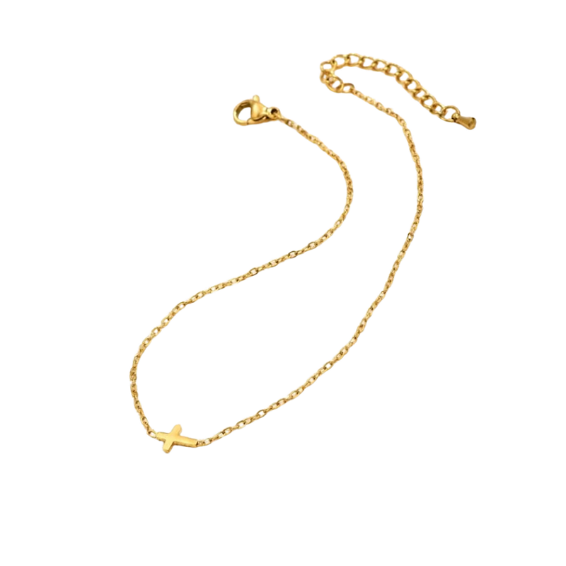 Pulseira Mini Cruz Banhada a Ouro 18k