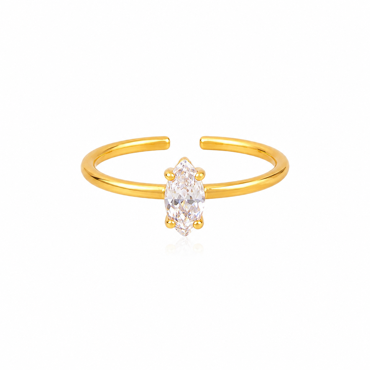 Anel Ajustável Zircônia Cristal Banhado a Ouro 18k