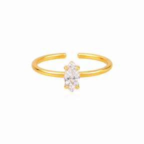 Anel Ajustável Zircônia Cristal Banhado a Ouro 18k