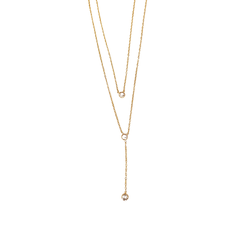 Colar Duplo Pontos de Luz Banhado a Ouro 18k