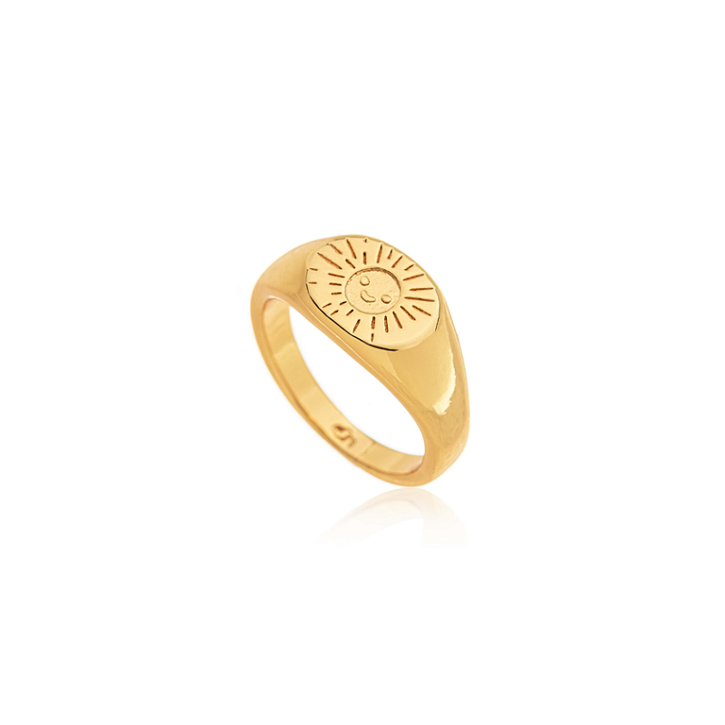 Anel Sol Banhado a Ouro 18k