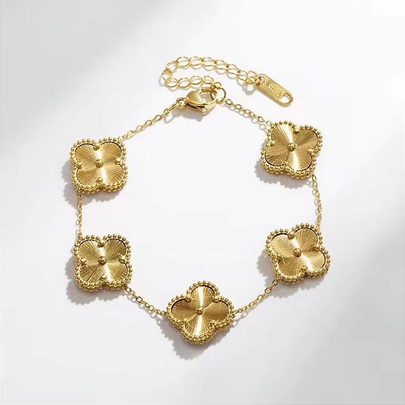Pulseira Trevos Dourados Banhada a Ouro 18k