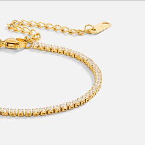 Pulseira Riviera 2mm em Aço Banhado a Ouro