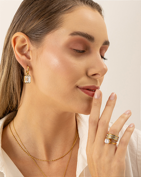 Anel Solitário Zircônia 9mm Banhado a Ouro 18k