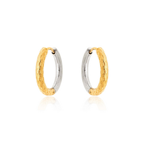Brinco Argolinha Duo Classic Martelada Banhado a Ouro 18k