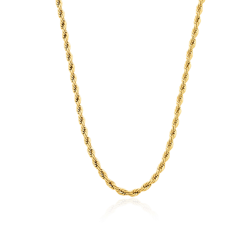 Colar Cordão Torcido 4mm Banhado a Ouro 18k