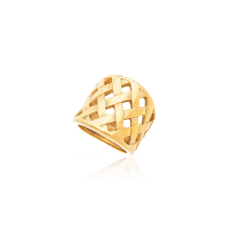 Anel Trama Banhado a Ouro 18k