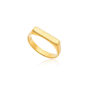 Anel Quadrado Banhado a Ouro 18k
