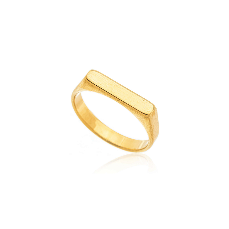 Anel Quadrado Banhado a Ouro 18k