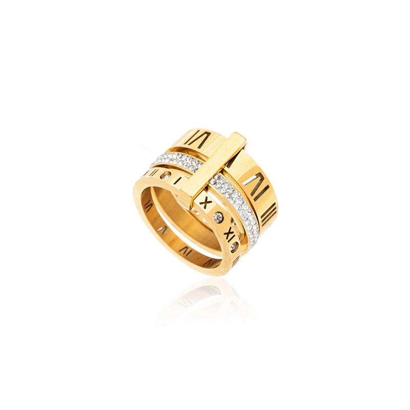 Anel Triplo Roma Banhado a Ouro 18k