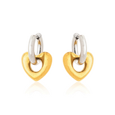 Brinco Argolinha Duo com Coração Removível Banhado a Ouro 18k