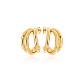 Brinco Argola Tripla Banhado a Ouro 18k