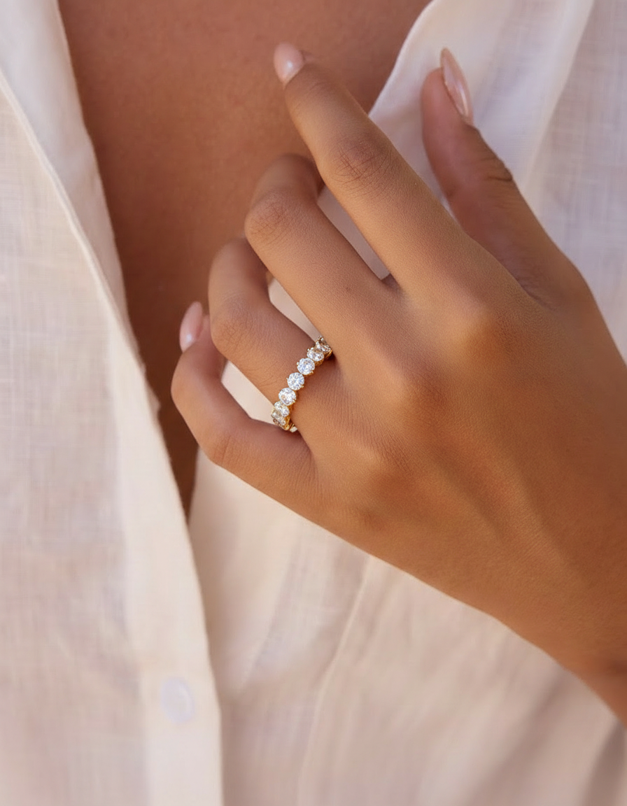 Anel Riviera Banhado a Ouro 18k