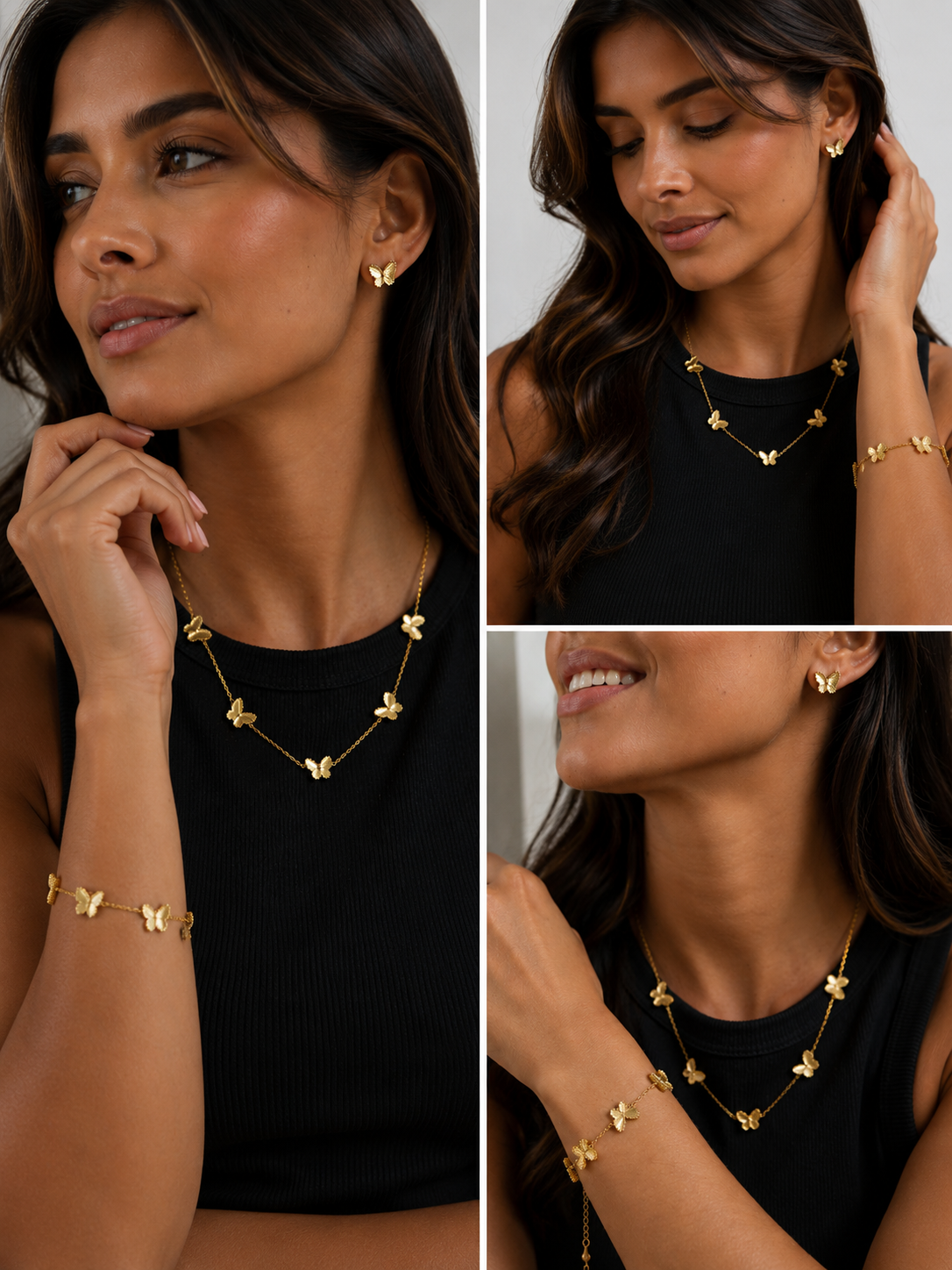 Colar Borboletas Banhado a Ouro 18k