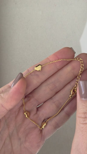 Pulseira Corações Banhada a Ouro 18k