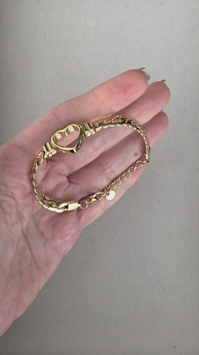 Pulseira Trançada com Coração Banhada a Ouro 18k