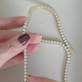 Colar Riviera Clássica 4mm "não vira" em Aço Banhado a Ouro